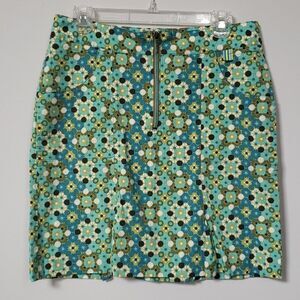 Vintage Blain & Cartwright Skirt Womens sz 10 Golf Green Retro Floral Graphic